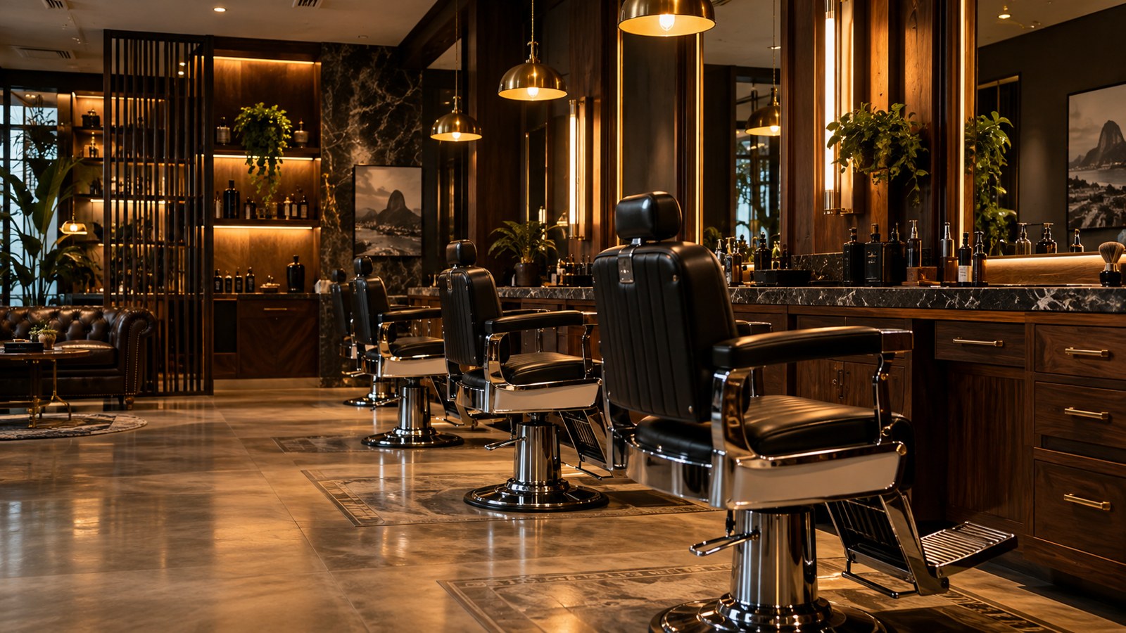 Interior ilustrativo de uma barbearia